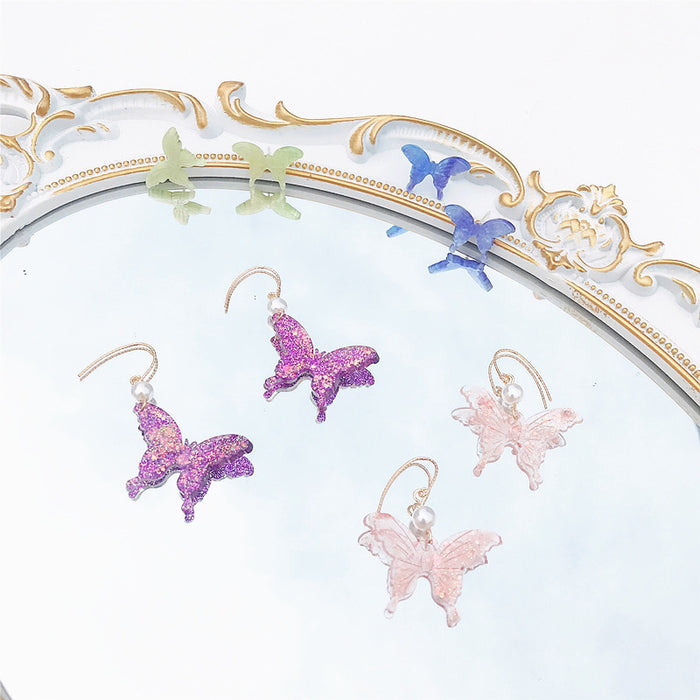 Wholesale Earrings Acrylic Stain Glass Butterfly Earrings MOQ≥2 JDC-ES-Shier027