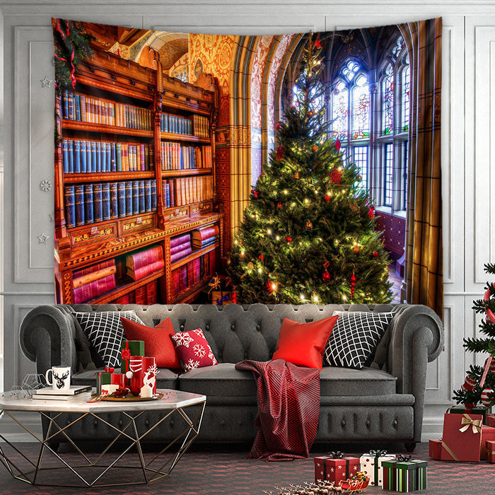 Tapestería de Navidad al por mayor tela de fondo de árbol de Navidad JDC-DCN-Zhaojia001