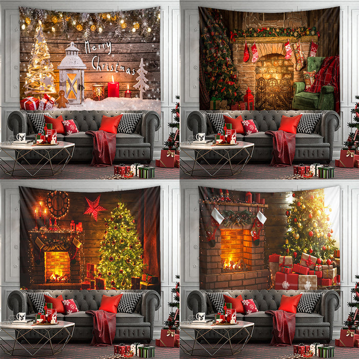 Tapestería de Navidad al por mayor tela de fondo de árbol de Navidad JDC-DCN-Zhaojia001