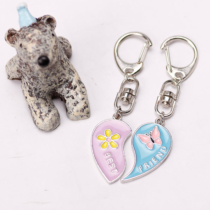 Jewelry WholesaleWholesale Good Friends Love Stitching Alloy Flower Butterfly Heart Keychain JDC-KC-TianG015 Keychains 天高 %variant_option1% %variant_option2% %variant_option3%  Factory Price JoyasDeChina Joyas De China