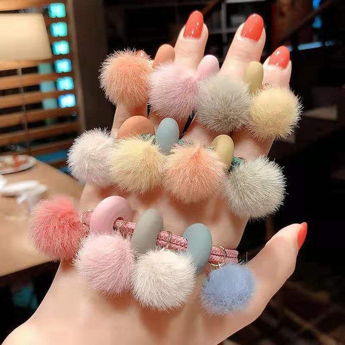 Wholesale cute fur ball head rope simple and fresh JDC-HS-FuY007