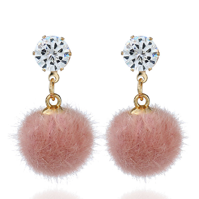 Wholesale Earrings Alloy Hair Balls Set with Crystal MOQ≥2 JDC-ES-GYUE001