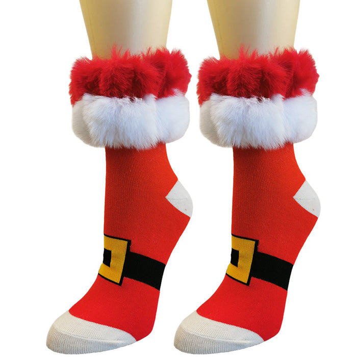 Wholesale Sock Cotton Spandex Faux Fur Plush Warm Winter Christmas JDC-SK-XQ029