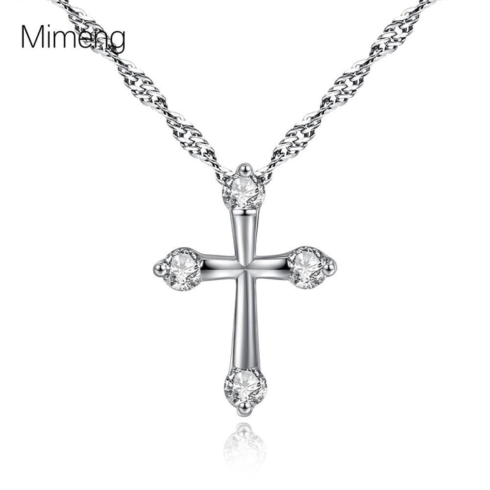 Wholesale necklace zircon cross item oval zircon inlay JDC-NE-MiMeng035