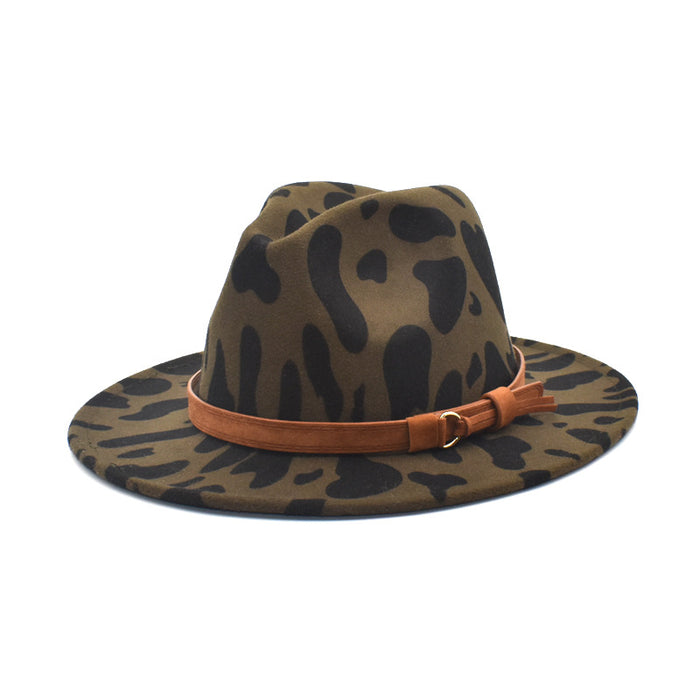 Wholesale Hats Wool Cow Pattern Jazz Hats JDC-FH-ShunMa032