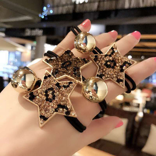 Jewelry WholesaleWholesale leopard print five-pointed star point drilling ring JDC-HS-FuY001 Hair Scrunchies 赴渊 %variant_option1% %variant_option2% %variant_option3%  Factory Price JoyasDeChina Joyas De China