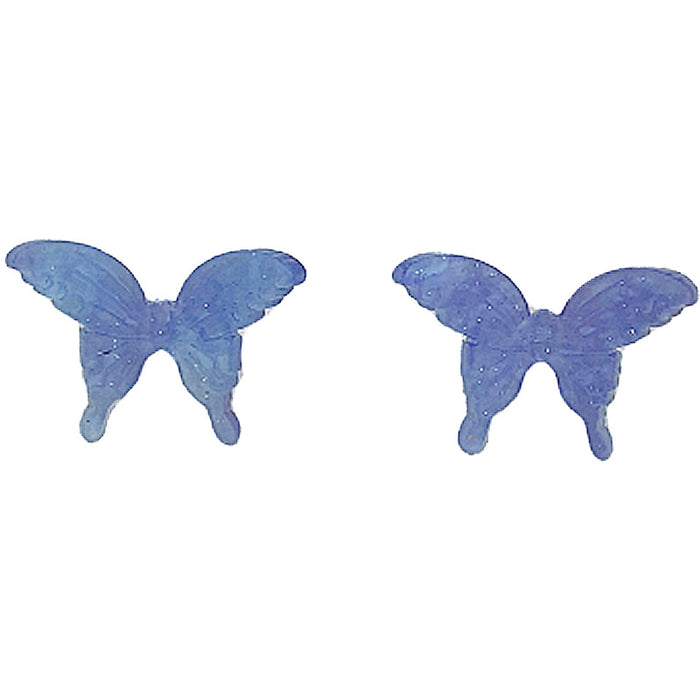 Pendientes al por mayor Pendientes de mariposa de vidrio acrílico MOQ≥2 JDC-ES-Shier027