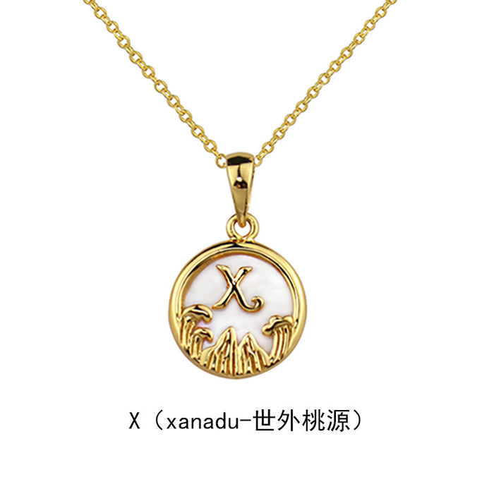 Wholesale Necklaces Copper 26 English Letters Round MOQ≥2 JDC-NE-jiesheng003
