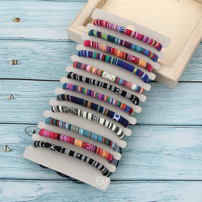 Bracelets de tissu de couleur mélangée cool tressé en gros pack de 12 JDC-Bt-Zheq012