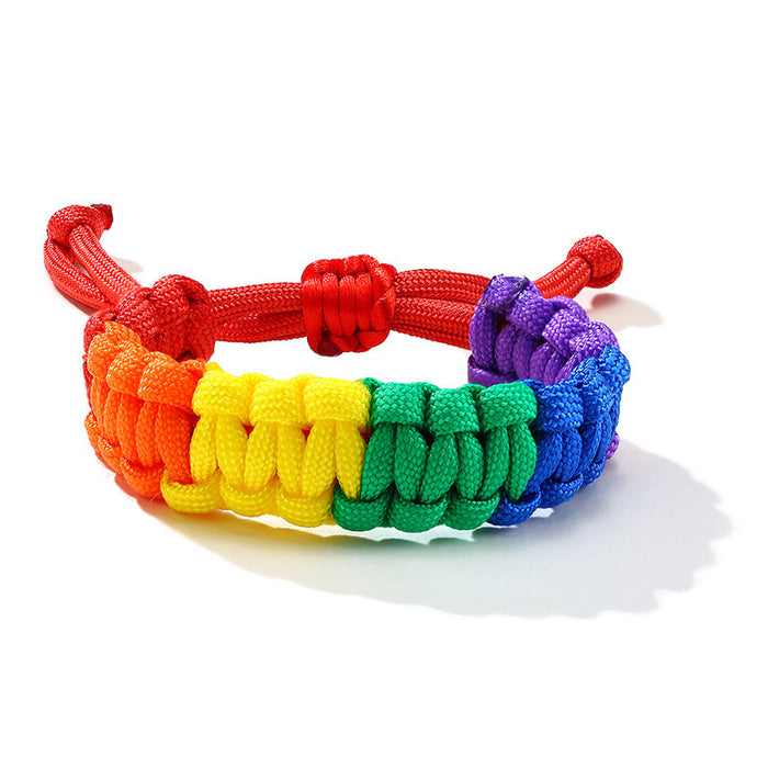 Wholesale Rainbow Hand Braided Bracelet Knotted Bracelet Gay Colored Rope Braided Adjustable JDC-BT-QuanS001
