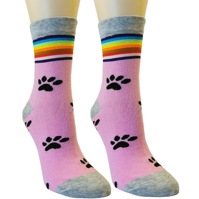Calcetines al por mayor algodón lindo huella de calcetines arcoiris moq≥3 jdc-sk-xq016