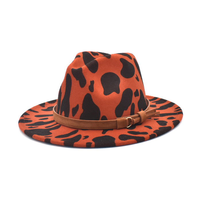 Sombreros al por mayor Wool Cow Pattern Jazz Hats JDC-FH-Shunma032