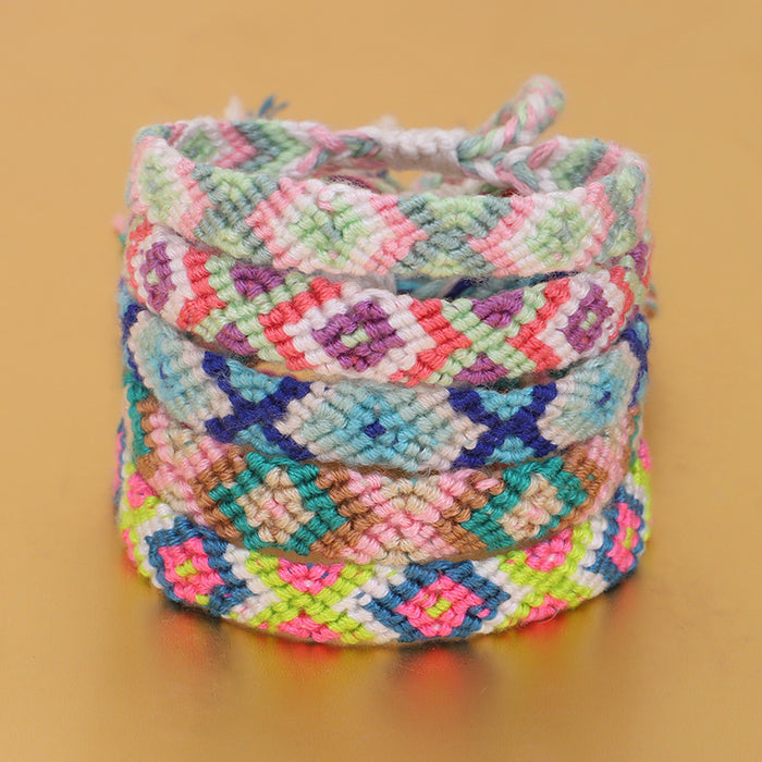 Wholesale boho hand woven cotton cord bracelet MOQ≥3 JDC-BT-QiuX015