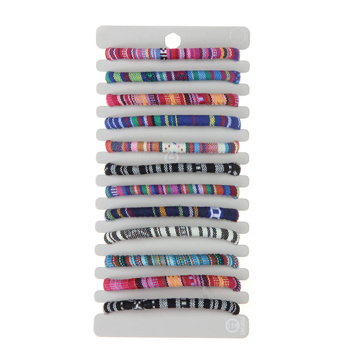 Bracelets de tissu de couleur mélangée cool tressé en gros pack de 12 JDC-Bt-Zheq012