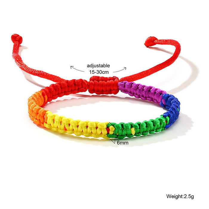 Wholesale Rainbow Hand Braided Bracelet Knotted Bracelet Gay Colored Rope Braided Adjustable JDC-BT-QuanS001