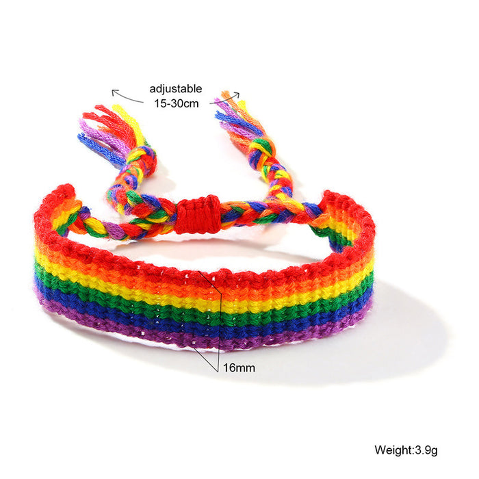 Brazalete trenzado de arco iris al por mayor brazalete anudado de color gay de color gay trenzado JDC-BT-quans001