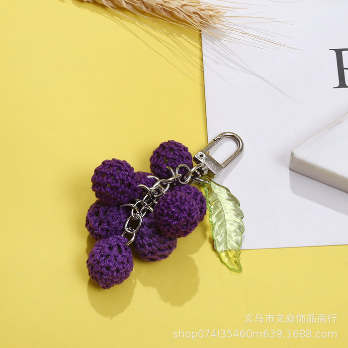 Wholesale knitted wool Kyoho grape keychain MOQ≥3 JDC-KC-WYan014