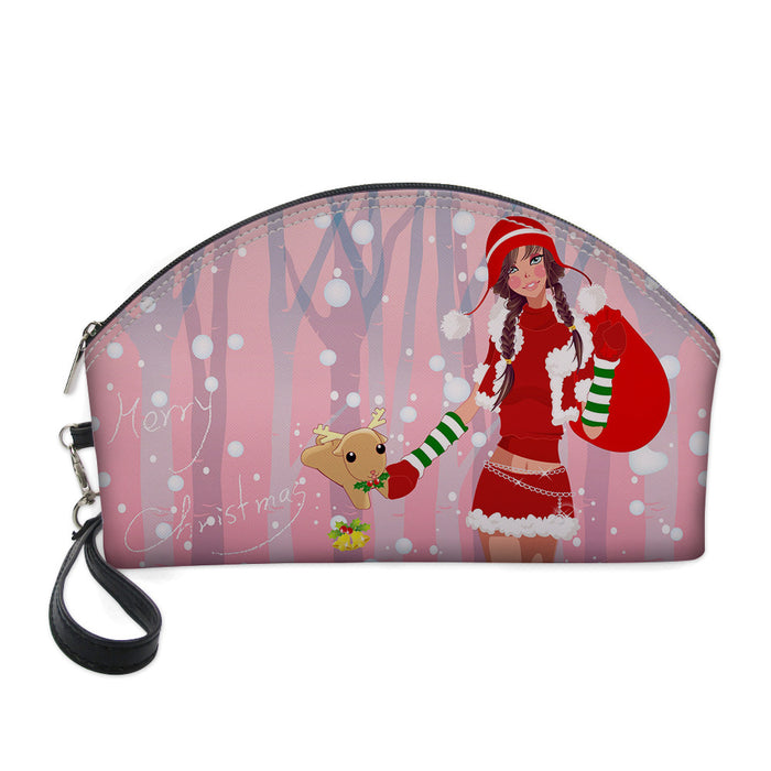 Wholesale Cosmetic Bag PU Christmas Cartoon Pattern Waterproof MOQ≥3 JDC-CB-Haik001
