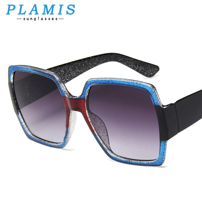 Wholesale Large Frame Multicolor Stitching Glitter Sunglasses JDC-SG-YinB011