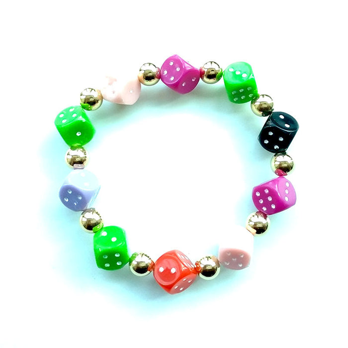 Wholesale Bracelet Resin Creative Dice Colorful Beads Elastic Bracelet MOQ≥2 JDC-BT-NanH007