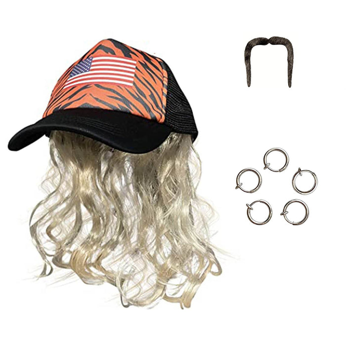Wholesale Hat Acrylic Halloween Cosplay Wig Baseball Cap Earrings Beard Set MOQ≥2 JDC-FH-Rongz001