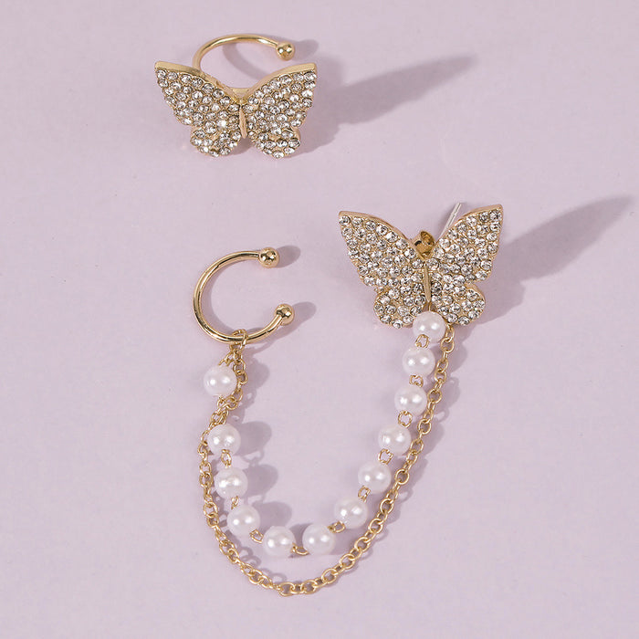 Al por mayor de una pieza, clip de oreja de orejas, mariposa de perla perla, pendientes dulces JDC-ES-Qiandi015