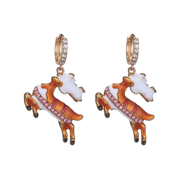 Wholesale Earrings Alloy Enamel Christmas Point Drill MOQ≥2 JDC-ES-JUYAO001