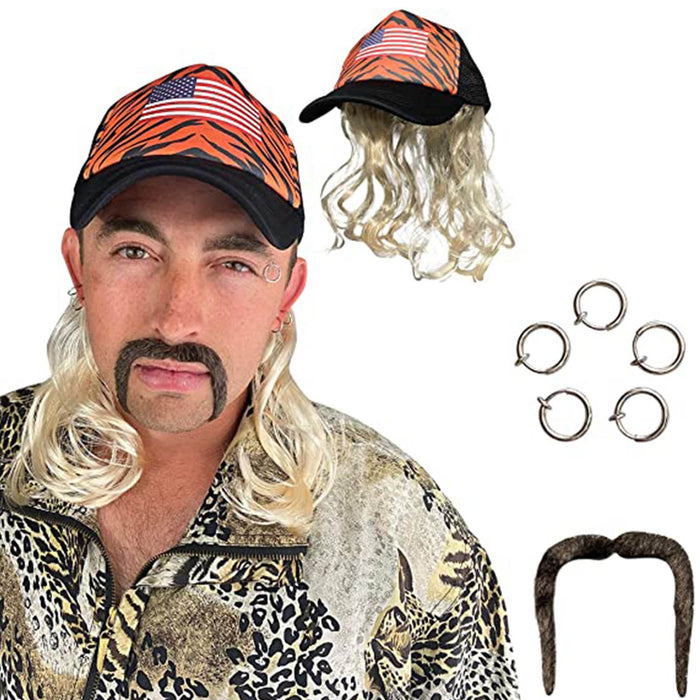 Wholesale Hat Acrylic Halloween Cosplay Wig Baseball Cap Earrings Beard Set MOQ≥2 JDC-FH-Rongz001