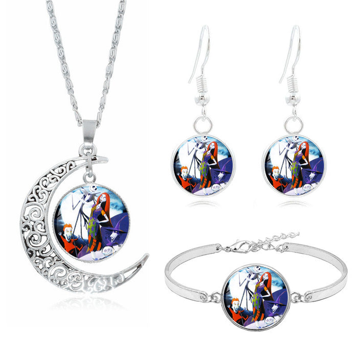 Wholesale The nightmare of the  Christmas Jack and the Sally necklace set JDC-BT-XuS010