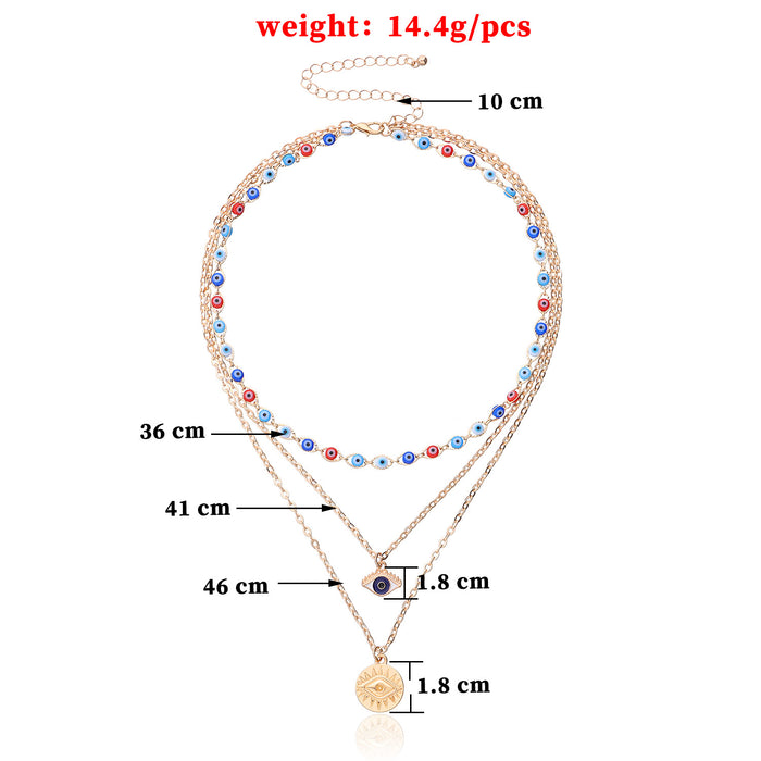 Wholesale Necklace Titanium Steel Multilayer Devil's Eye Pendant Clavicle Chain MOQ≥2 JDC-NE-ZW051