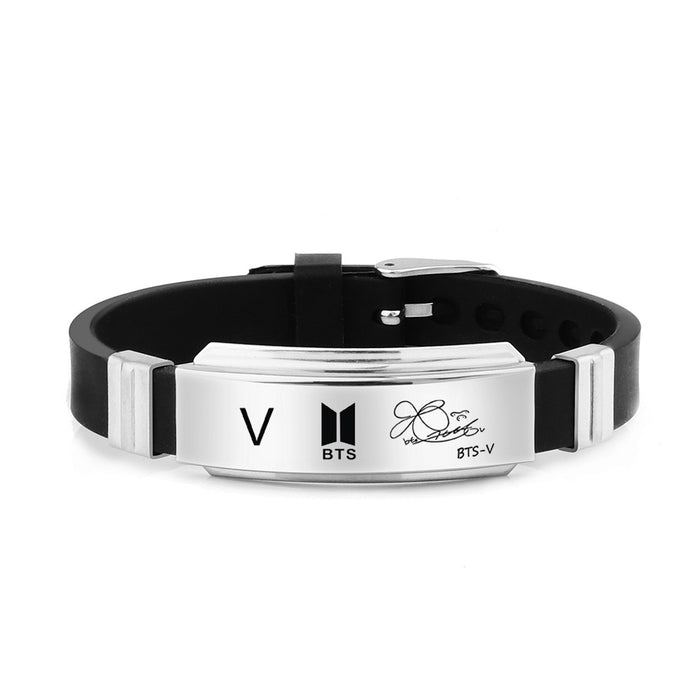 Wholesale Black Titanium Steel Silicone Bracelet Wristband JDC-BT-HuH005