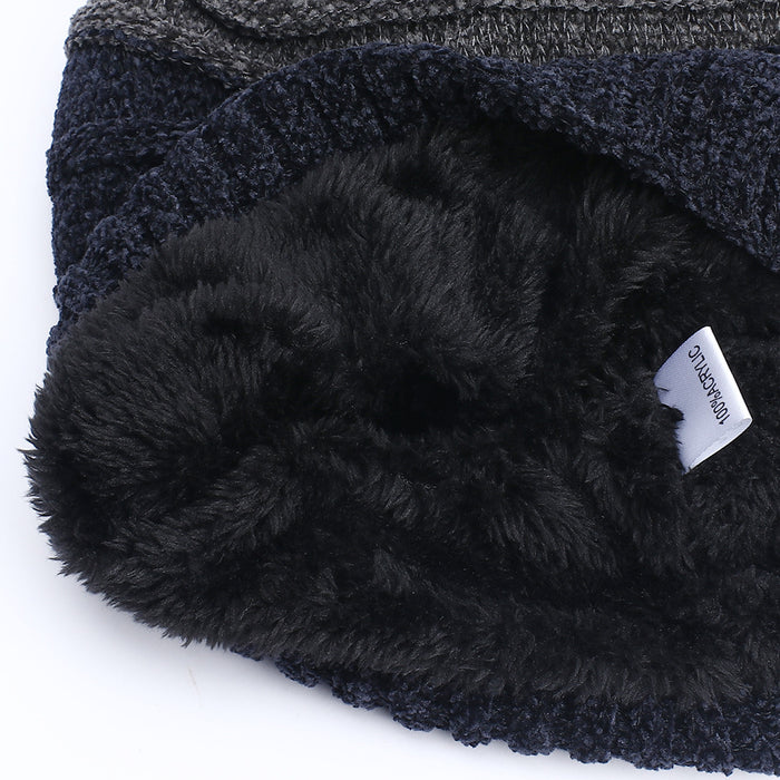 Wholesale Hat Chenille Wool Striped Fleece Warm Outdoor Knitted Hat MOQ≥2 JDC-FH-Rongz004