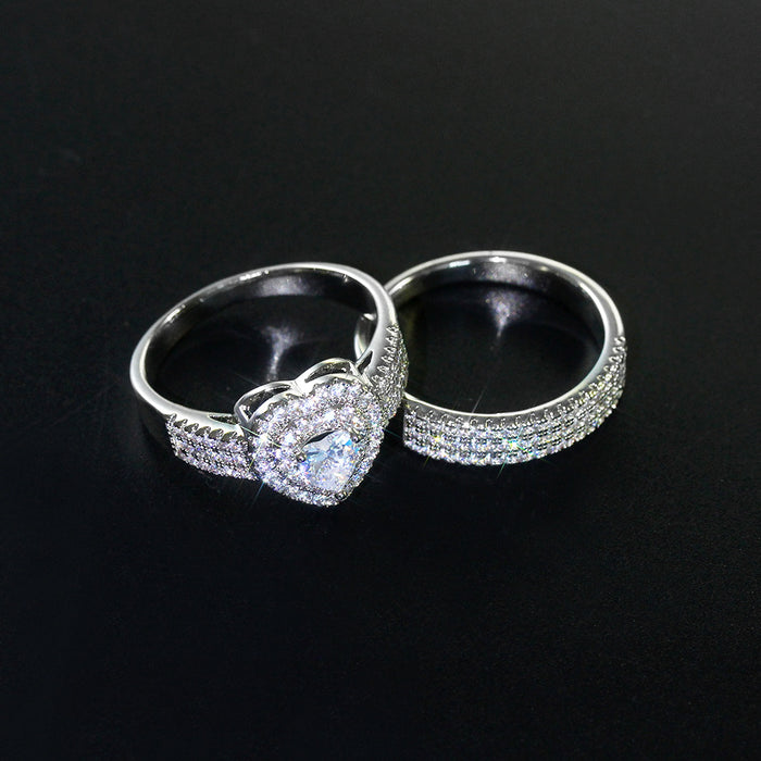 Jewelry WholesaleWholesale Heart Rhinestone Zircon Electroplated Copper Couple Ring JDC-RS-MiMeng046 Rings 米萌 %variant_option1% %variant_option2% %variant_option3%  Factory Price JoyasDeChina Joyas De China