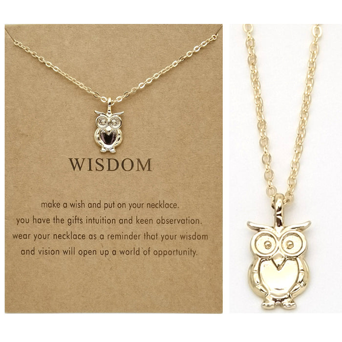Wholesale Wisdom Owl Clavicle Chain Alloy Pendant Snake Bone Short Necklace JDC-NE-YuLu002
