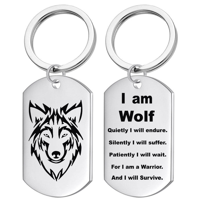 Wholesale Stainless Steel Wolf Head Pendant Necklace Dog Tag Keychain MOQ≥2 JDC-NE-HuH005