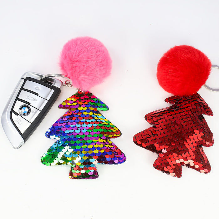 Wholesale Keychains Alloy Hair Ball Sequins Christmas MOQ≥5 JDC-KC-Yongz017