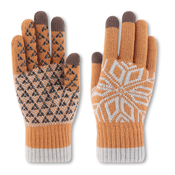 Wholesale Gloves Wool Winter Fingered Jacquard Warm Touch Screen MOQ≥2 JDC-GS-LiR001