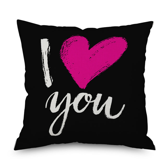 Wholesale Valentine's Day Pink Love Linen Throw Pillowcase JDC-PW-Mengq005
