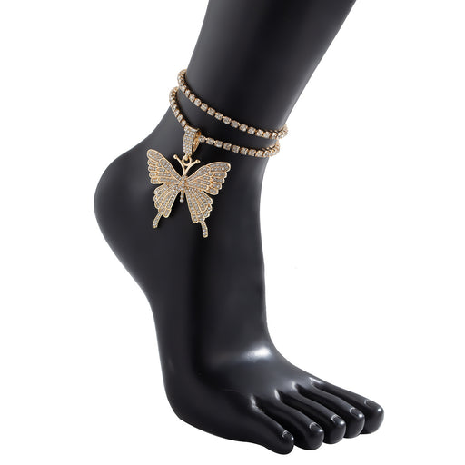 Jewelry WholesaleWholesale personality handmade exaggerated big butterfly micro-set color anklet JDC-AS-KJ008 Anklets 坤娟 %variant_option1% %variant_option2% %variant_option3%  Factory Price JoyasDeChina Joyas De China