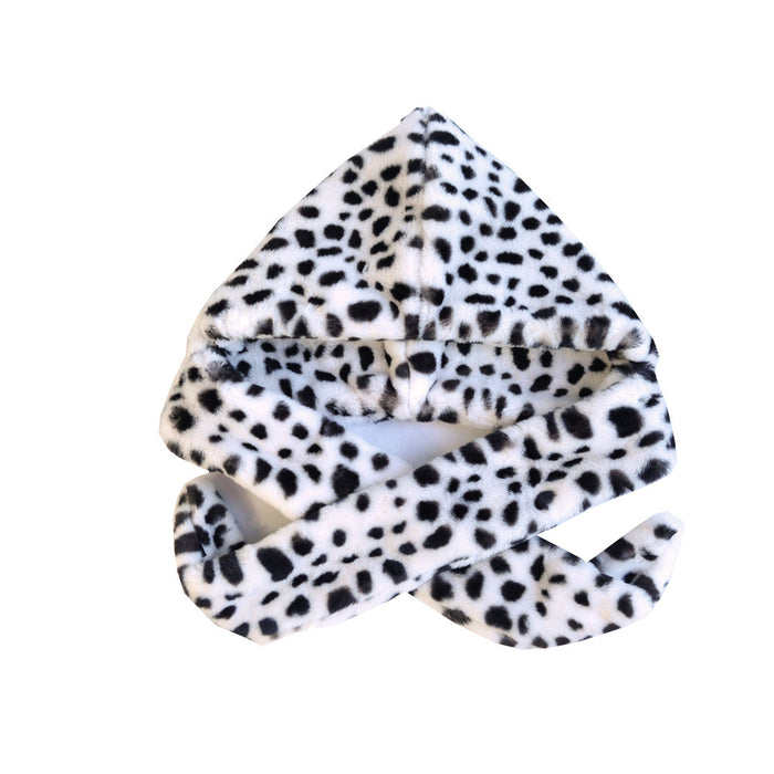Wholesale Scarf Plush Winter Thickened Warm Cow Spotted Hat Scarf One JDC-SF-SCM002