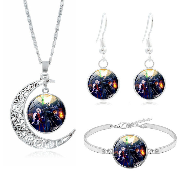Wholesale The nightmare of the  Christmas Jack and the Sally necklace set JDC-BT-XuS010