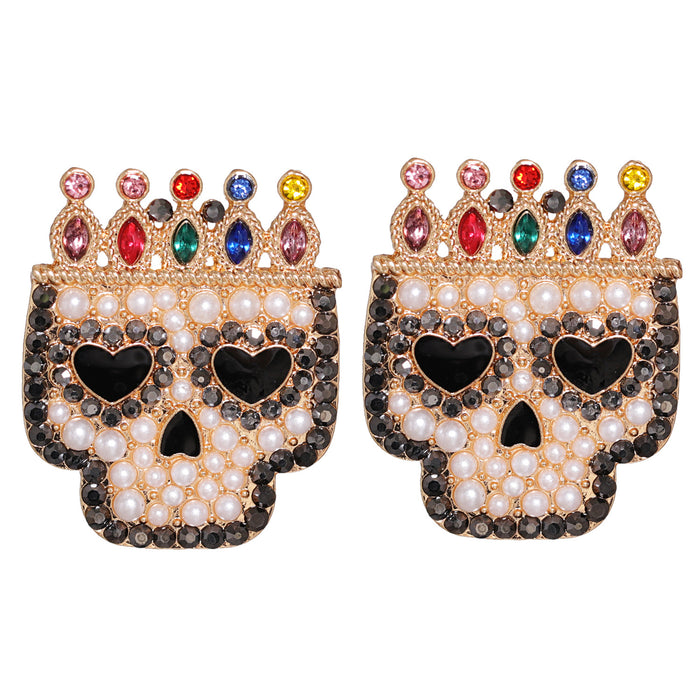 Wholesale Earrings Alloy Skull Diamond Ear Studs Halloween JDC-ES-JJ264