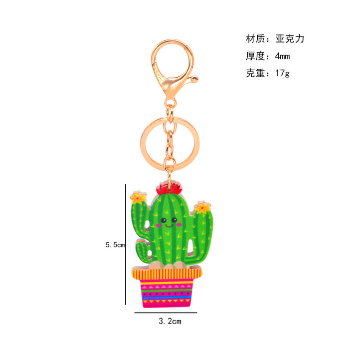 Cactus acrílico al por mayor llavero de planta en maceta JDC-KC-YIWA015