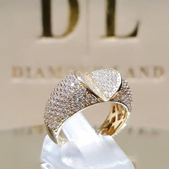 Anneaux d'alliage de diamant complet en forme de coeur en gros JDC-RS-SANJ027