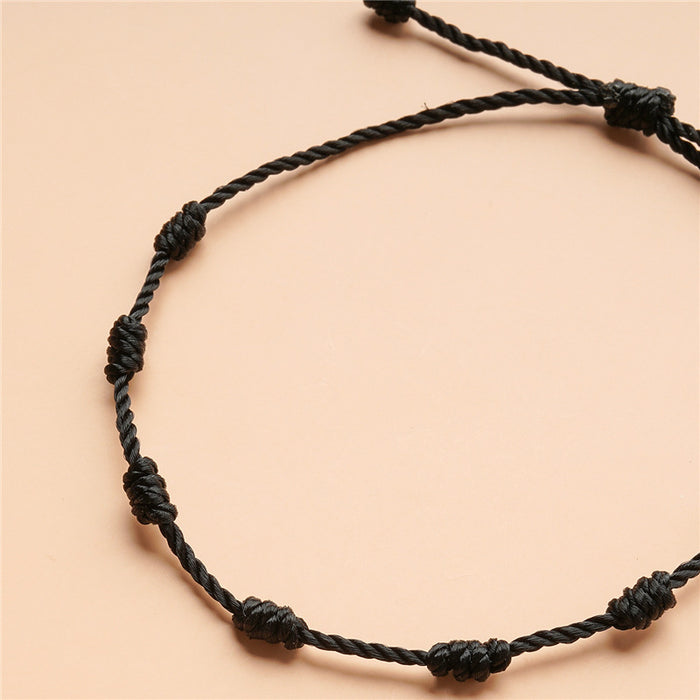 Wholesale Hand Braided Acrylic Black Thread Anklet MOQ≥2 JDC-AS-FanD004