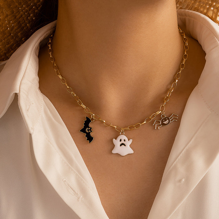 Wholesale Necklace Alloy Halloween Pumpkin Ghost Bat Butterfly Clavicle Chain JDC-NE-MOM002