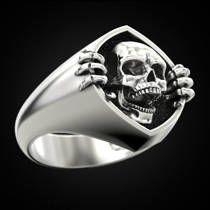 Wholesale Rings Alloy Men's Rings Punk Skull MOQ≥2 JDC-RS-HuiT002