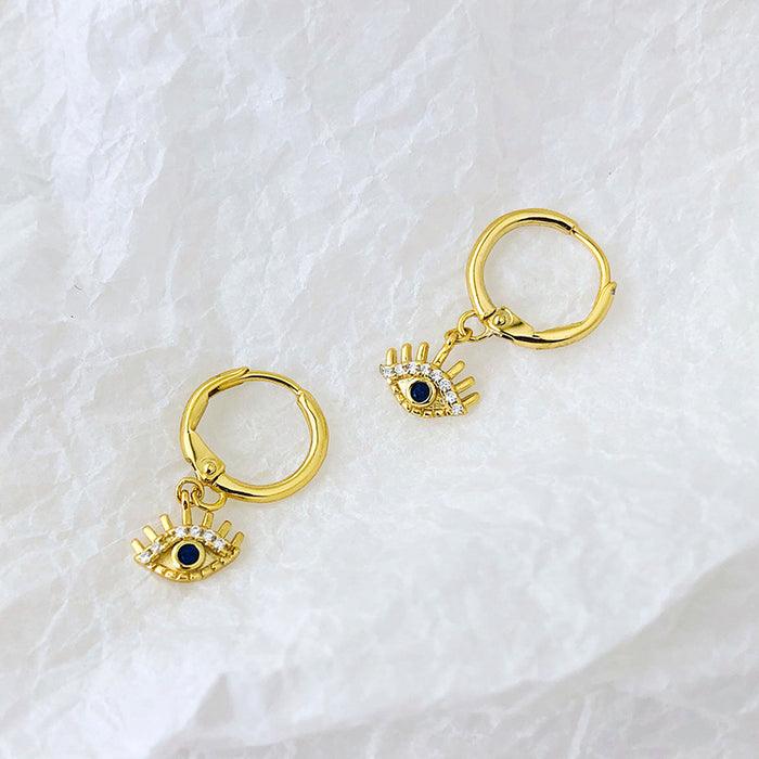 Wholesale Necklace Silver Devil's Eye Clavicle Chain Earrings Set JDC-NE-YuanF005