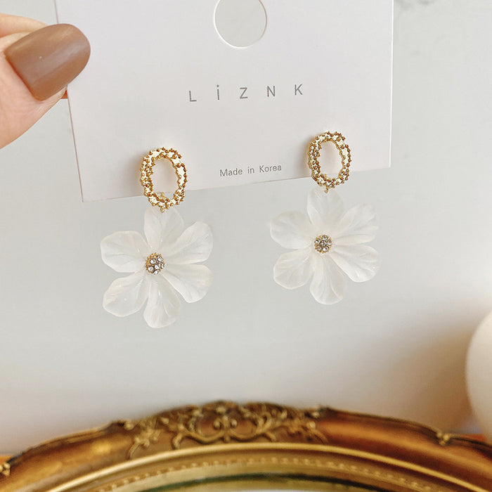 Jewelry WholesaleWholesale white flower temperament all-match earrings s925 silver needle JDC-ES-HanK010 Earrings 韩蔻 %variant_option1% %variant_option2% %variant_option3%  Factory Price JoyasDeChina Joyas De China