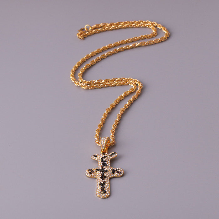 Wholesale personality pendant hip hop full diamond cross necklace JDC-NE-LvXin002